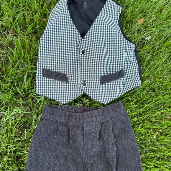 Vintage Y2K 90s Corduroy Houndstooth Vest Pants Suit Set Size 24 Months - Picture 5 of 6
